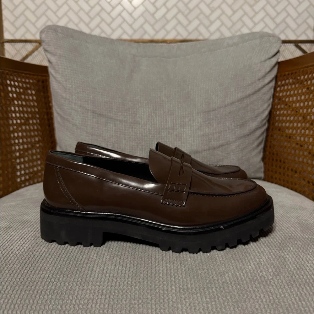 Reformation Agathea Chunky Loafer Espresso Leather
